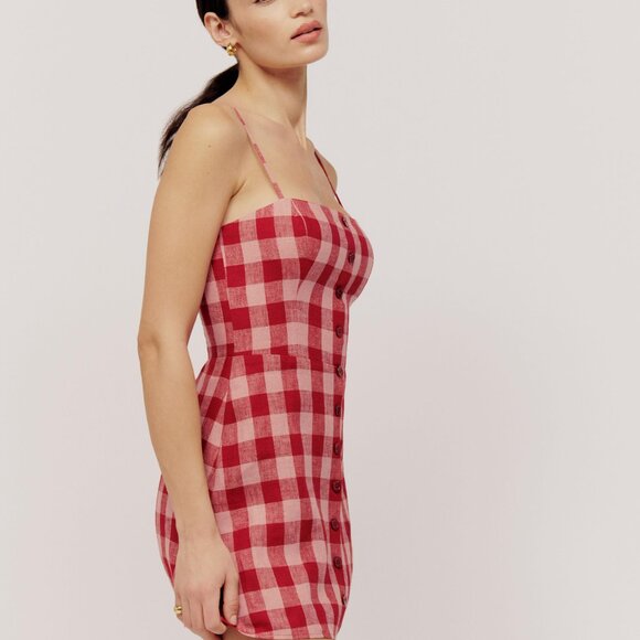 Reformation Red and Pink Checkered Dress - Picture 2 of 9